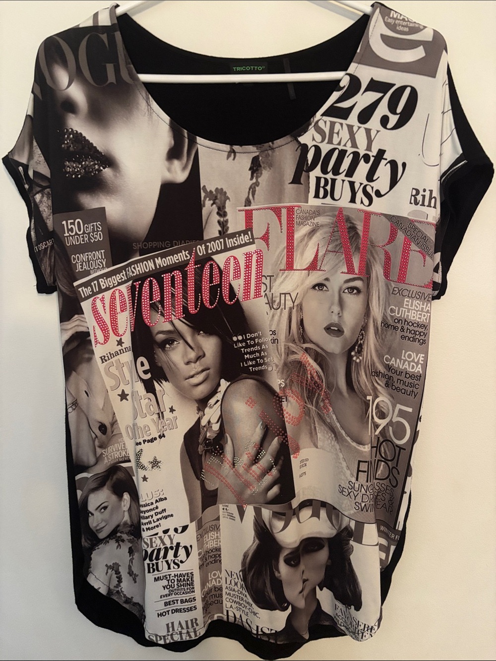Rare Tricotto Y2K magazine print top
